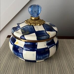 Mackenzie Childs Squashed Pot Royal Blue